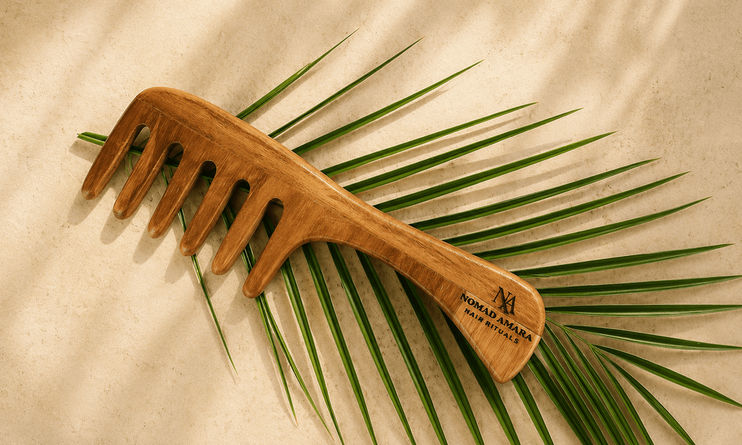 The Sculptural Handle Teak Wood Comb | Timeless Hair Rituals | Nomad Amara