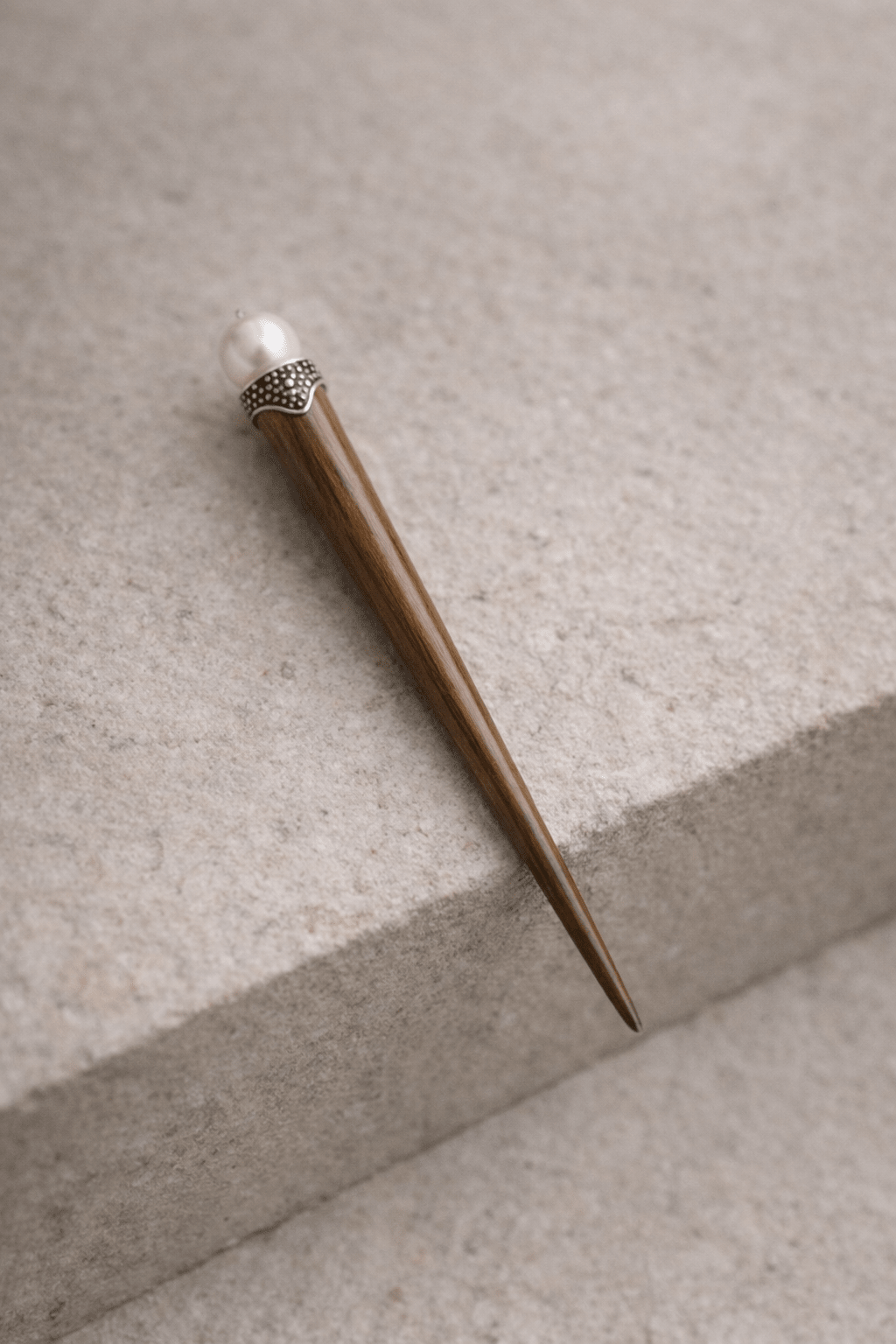 Bali| Freshwater Pearl Hair Stick in Rosewood with Alpaca Silver | Nomad Amara