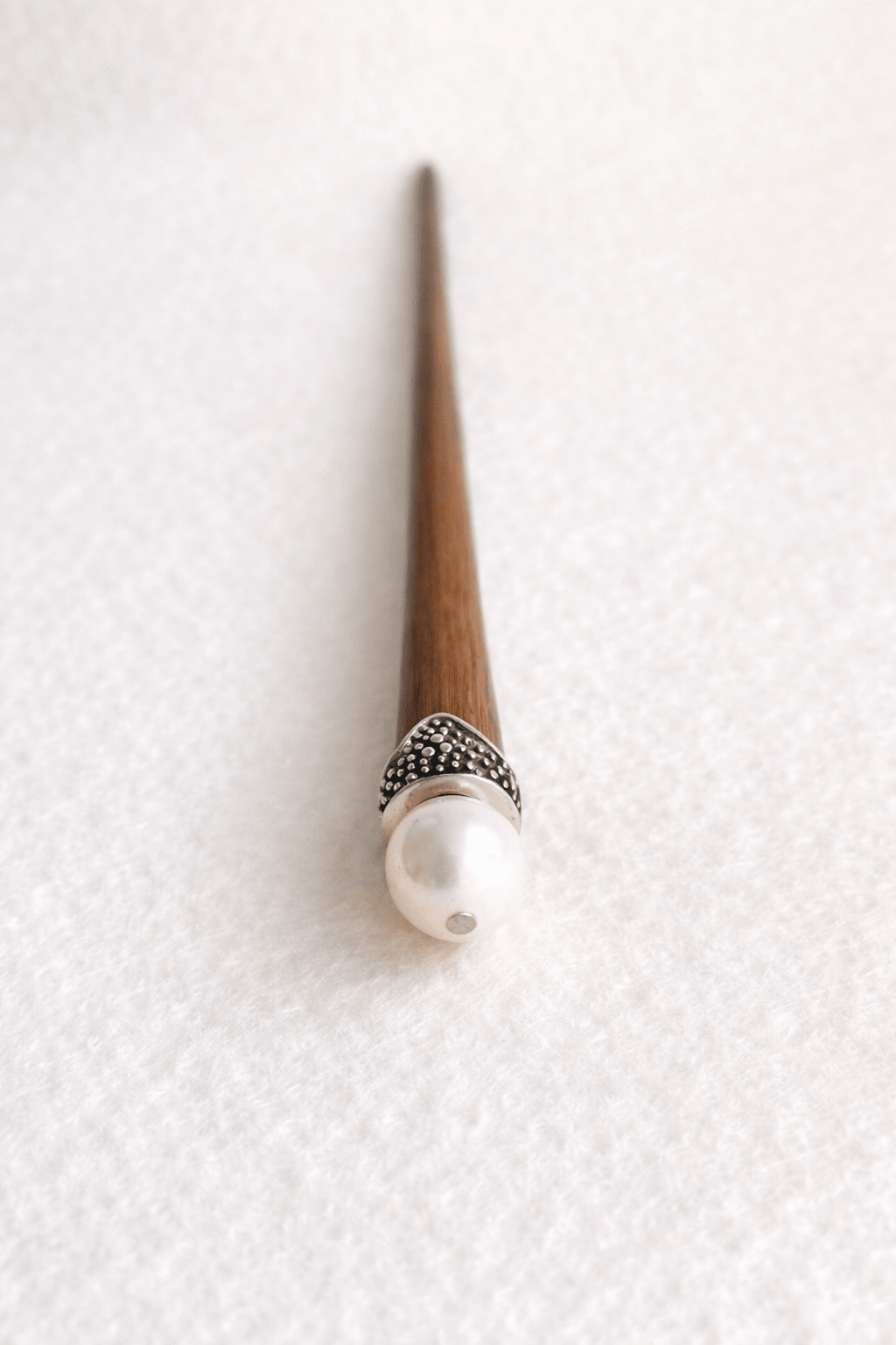 Bali| Freshwater Pearl Hair Stick in Rosewood with Alpaca Silver | Nomad Amara