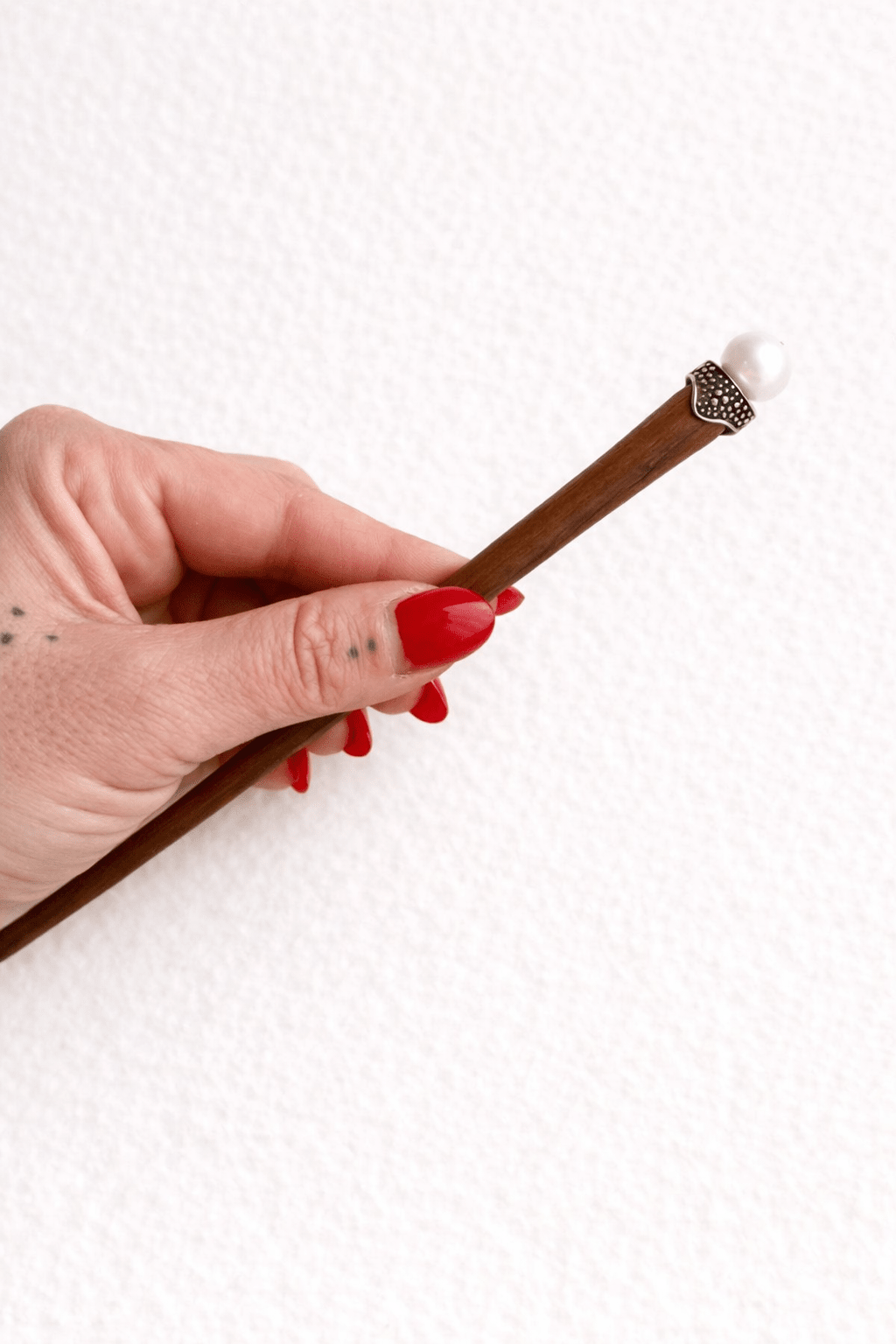Bali| Freshwater Pearl Hair Stick in Rosewood with Alpaca Silver | Nomad Amara
