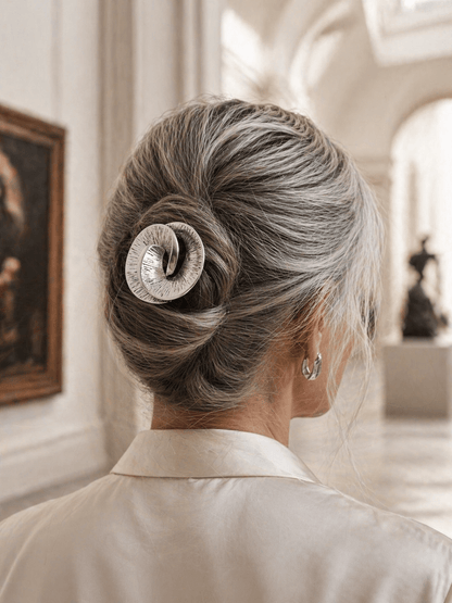 Chloe Swirl Metal French Pin | silver | Nomad Amara
