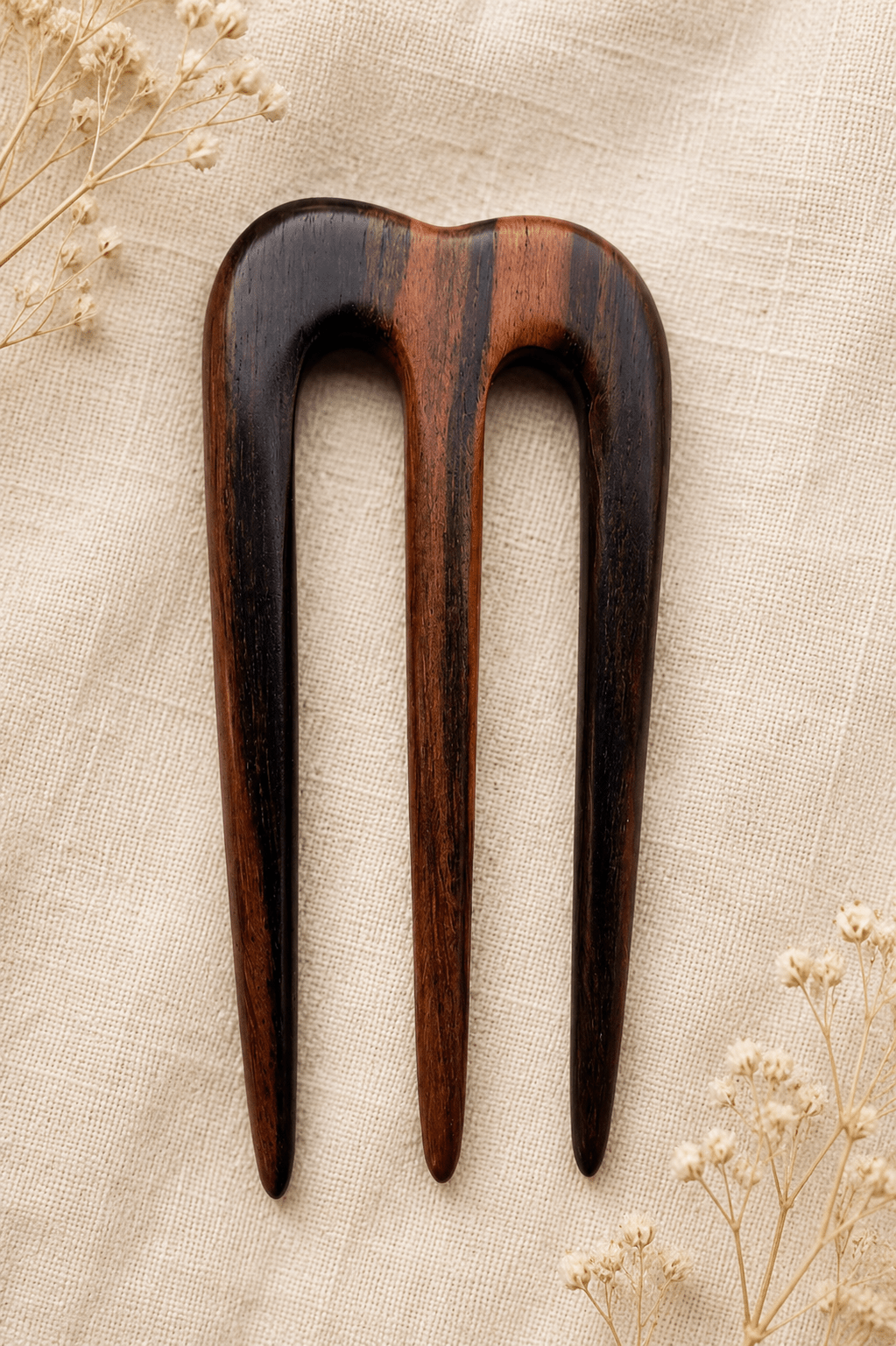 Cuore Three-Pronged Trinity Wooden Hair Fork | Nomad Amara