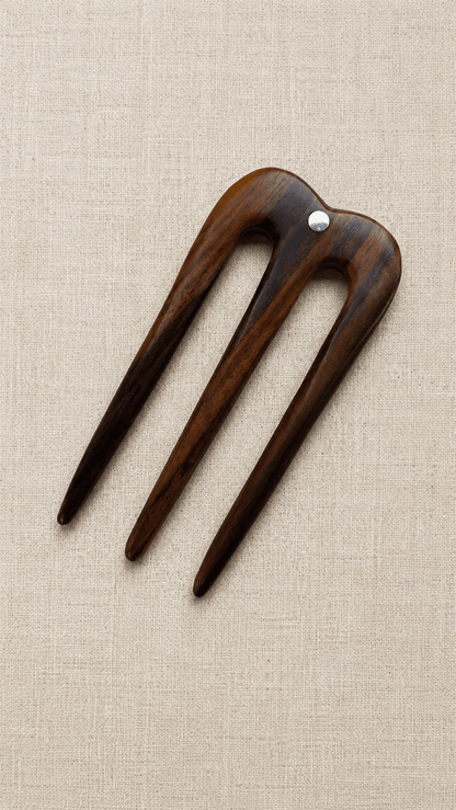 Cuore Three-Pronged Trinity Wooden Hair Fork | Nomad Amara