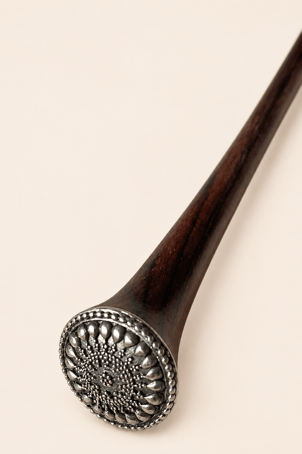 Jaipur | Filigree Hair Stick in Rosewood with Alpaca Silver | Nomad Amara