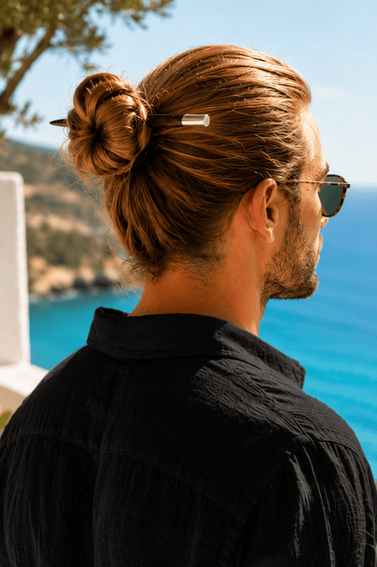 Momoa Men’s Wooden Hair Stick | Rosewood & Alpaca Silver Man Bun | Nomad Amara