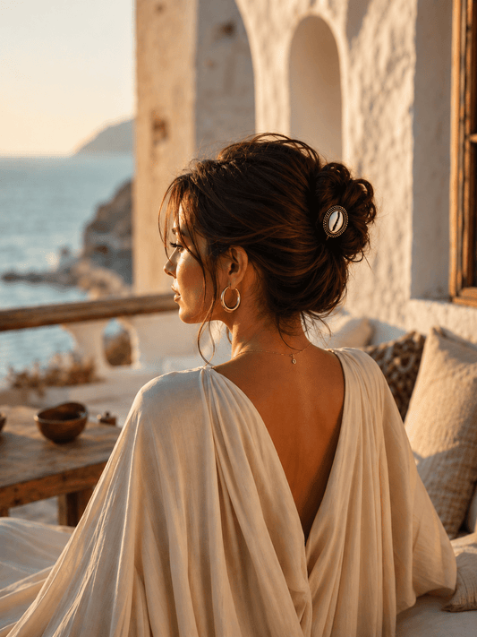 Mykonos | Cowrie Shell Hair Stick in Rosewood with Alpaca Silver | Nomad Amara