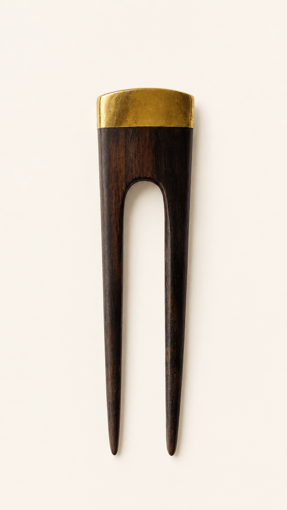 Roma | Minimalist Wooden French Hair Fork with Brass | Nomad Amara