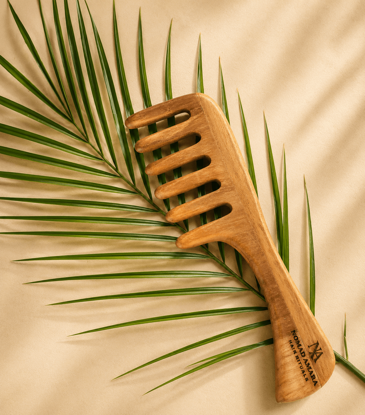 The Sculptural Handle Teak Wood Comb | Timeless Hair Rituals | Nomad Amara