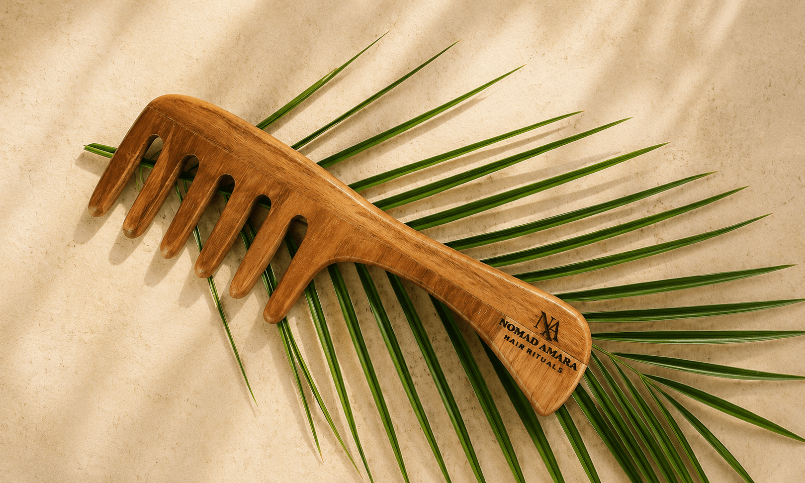 The Sculptural Handle Teak Wood Comb | Timeless Hair Rituals | Nomad Amara