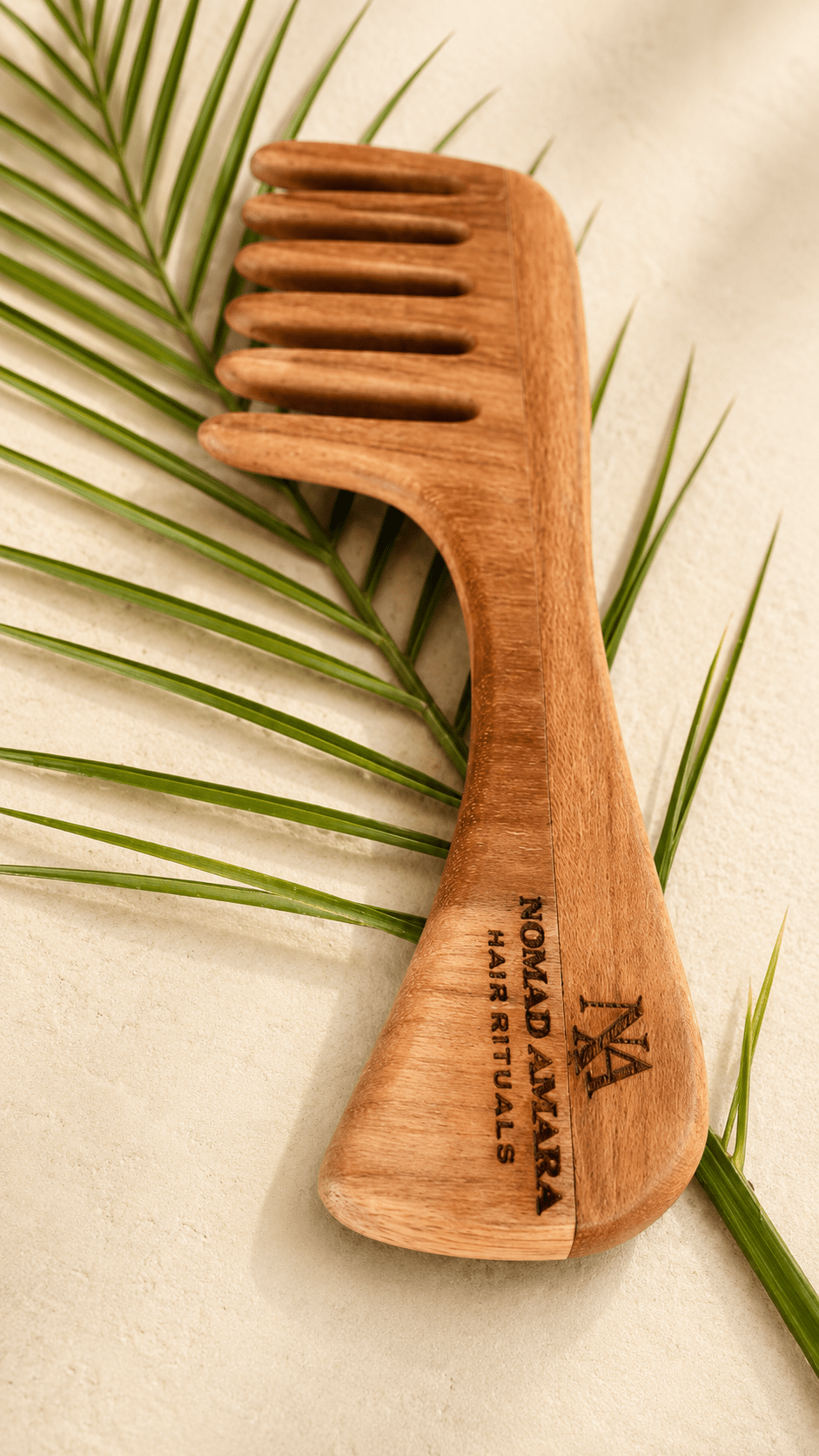 The Sculptural Handle Teak Wood Comb | Timeless Hair Rituals | Nomad Amara