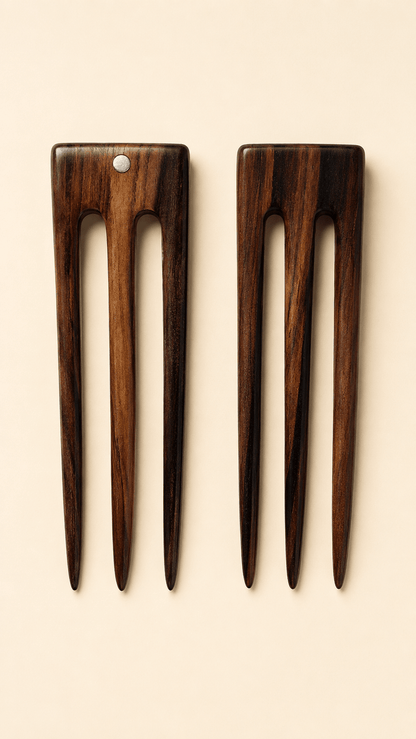 The Trinity Wooden Hair Fork – Handcrafted Hair Jewelry in Natural Wood | Nomad Amara