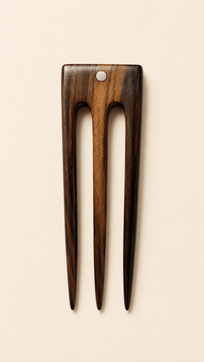 The Trinity Wooden Hair Fork – Handcrafted Hair Jewelry in Natural Wood | Nomad Amara