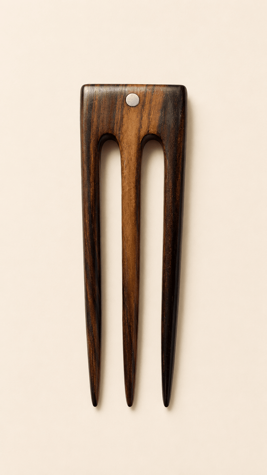 The Trinity Wooden Hair Fork – Handcrafted Hair Jewelry in Natural Wood | Nomad Amara