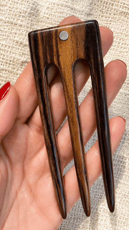 The Trinity Wooden Hair Fork – Handcrafted Hair Jewelry in Natural Wood | Nomad Amara