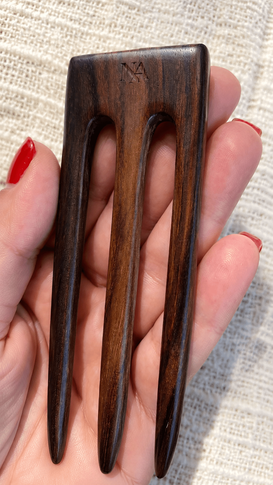 The Trinity Wooden Hair Fork – Handcrafted Hair Jewelry in Natural Wood | Nomad Amara