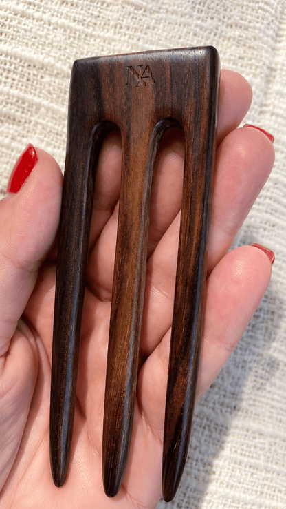 The Trinity Wooden Hair Fork – Handcrafted Hair Jewelry in Natural Wood | Nomad Amara
