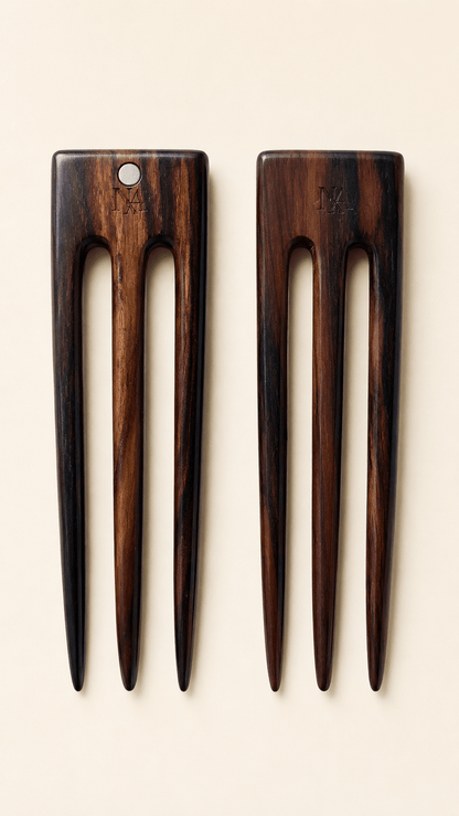 The Trinity Wooden Hair Fork – Handcrafted Hair Jewelry in Natural Wood | Nomad Amara