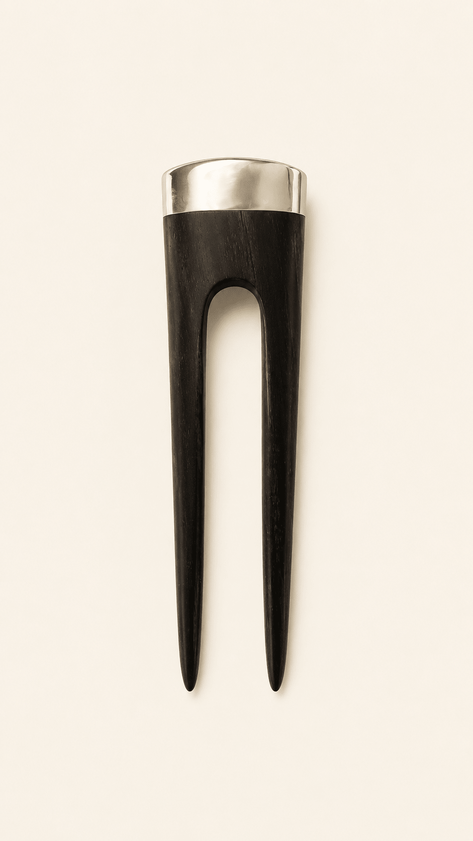 Torino | Minimalist Wooden French Hair Fork with Alpaca Silver | Contemporary Collection | Nomad Amara