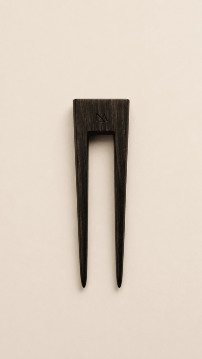 VENICE | Minimalist Wooden Hair Fork with Brass | Nomad Amara