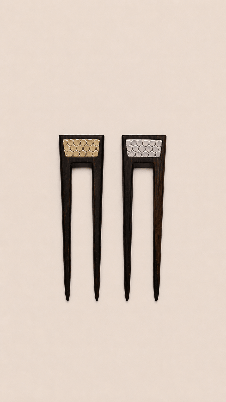 VENICE | Minimalist Wooden Hair Fork with Brass | Nomad Amara
