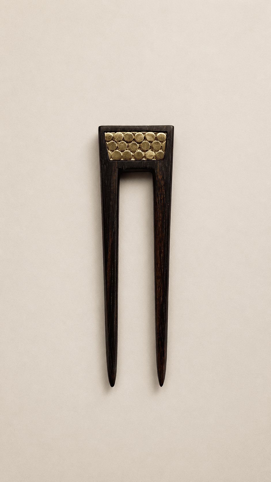 VENICE | Minimalist Wooden Hair Fork with Brass | Nomad Amara