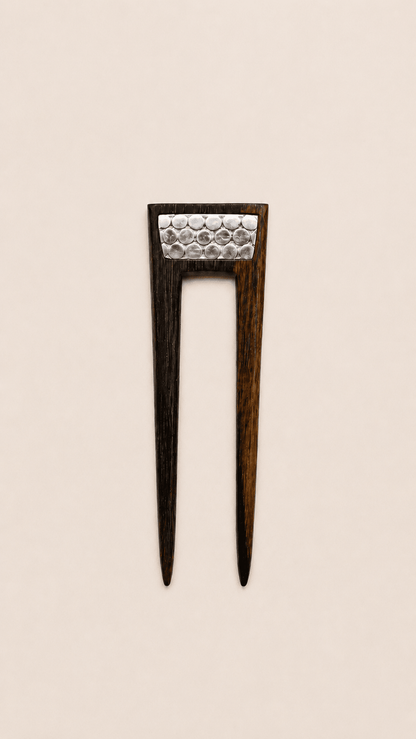 VENICE | Minimalist Wooden Hair Fork with Brass | Nomad Amara