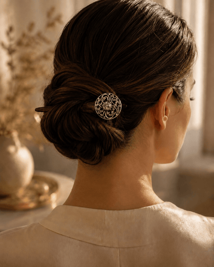 Vienna Wooden Hair Stick with Abalone Shell | Handcrafted Rosewood Hair Pin | Nomad Amara