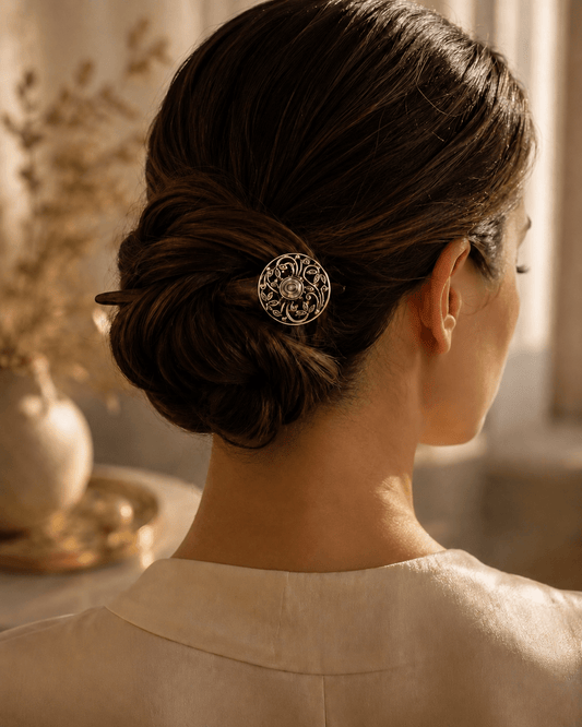 Vienna Wooden Hair Stick with Abalone Shell | Handcrafted Rosewood Hair Pin | Nomad Amara