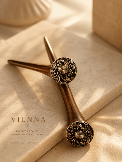 Vienna Wooden Hair Stick with Abalone Shell | Handcrafted Rosewood Hair Pin | Nomad Amara