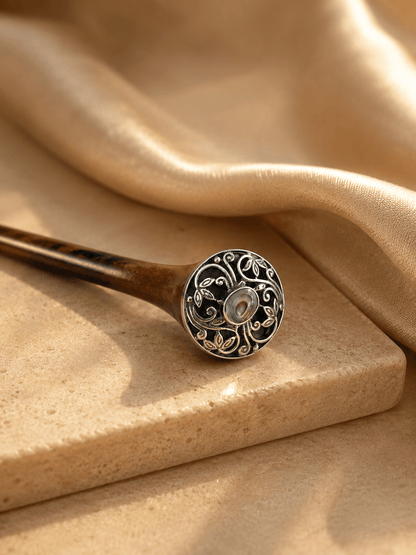 Vienna Wooden Hair Stick with Abalone Shell | Handcrafted Rosewood Hair Pin | Nomad Amara
