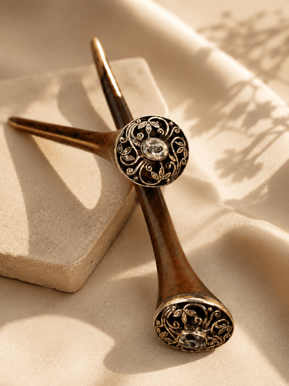 Vienna Wooden Hair Stick with Abalone Shell | Handcrafted Rosewood Hair Pin | Nomad Amara